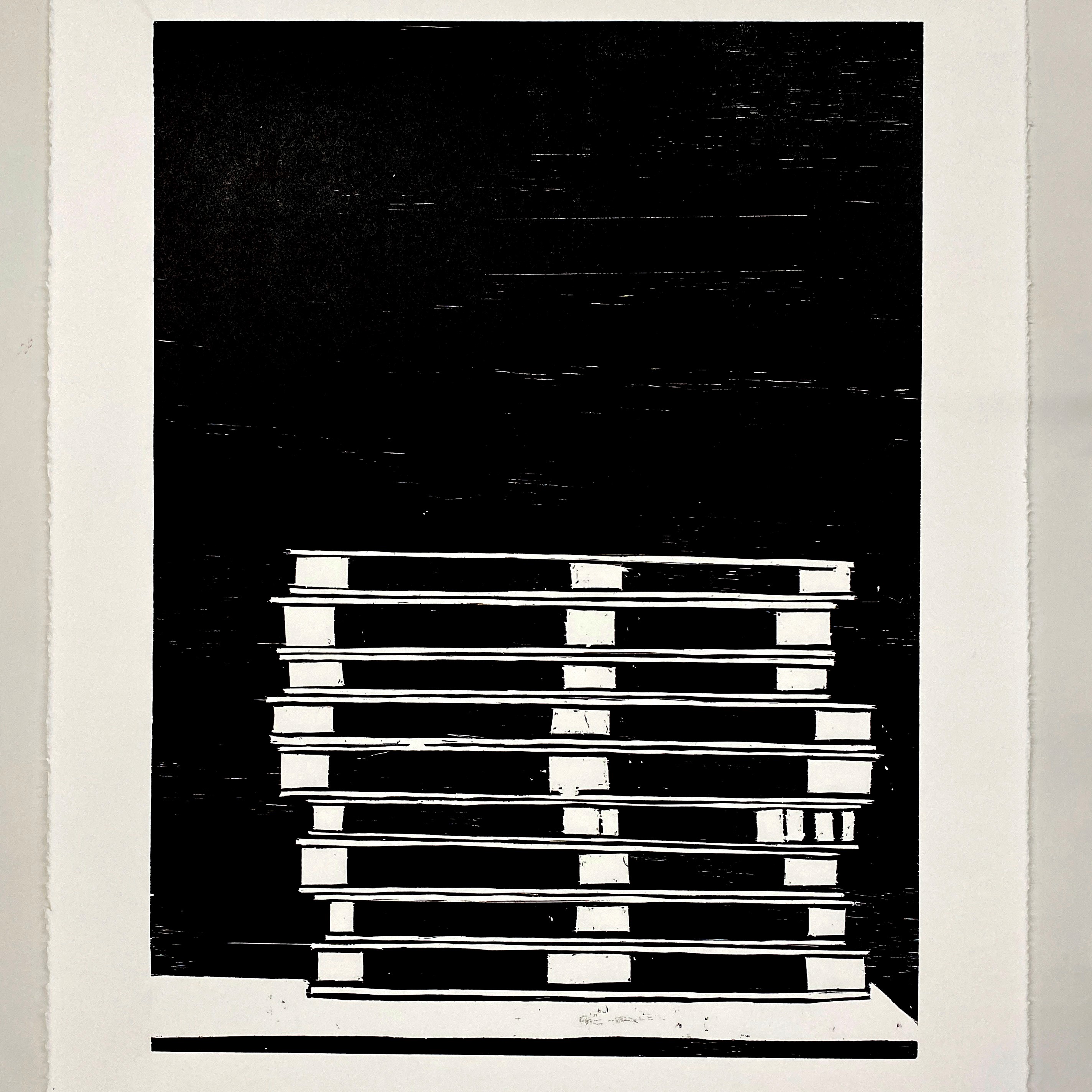 Stacked woodcut 2024 Slade de Plater